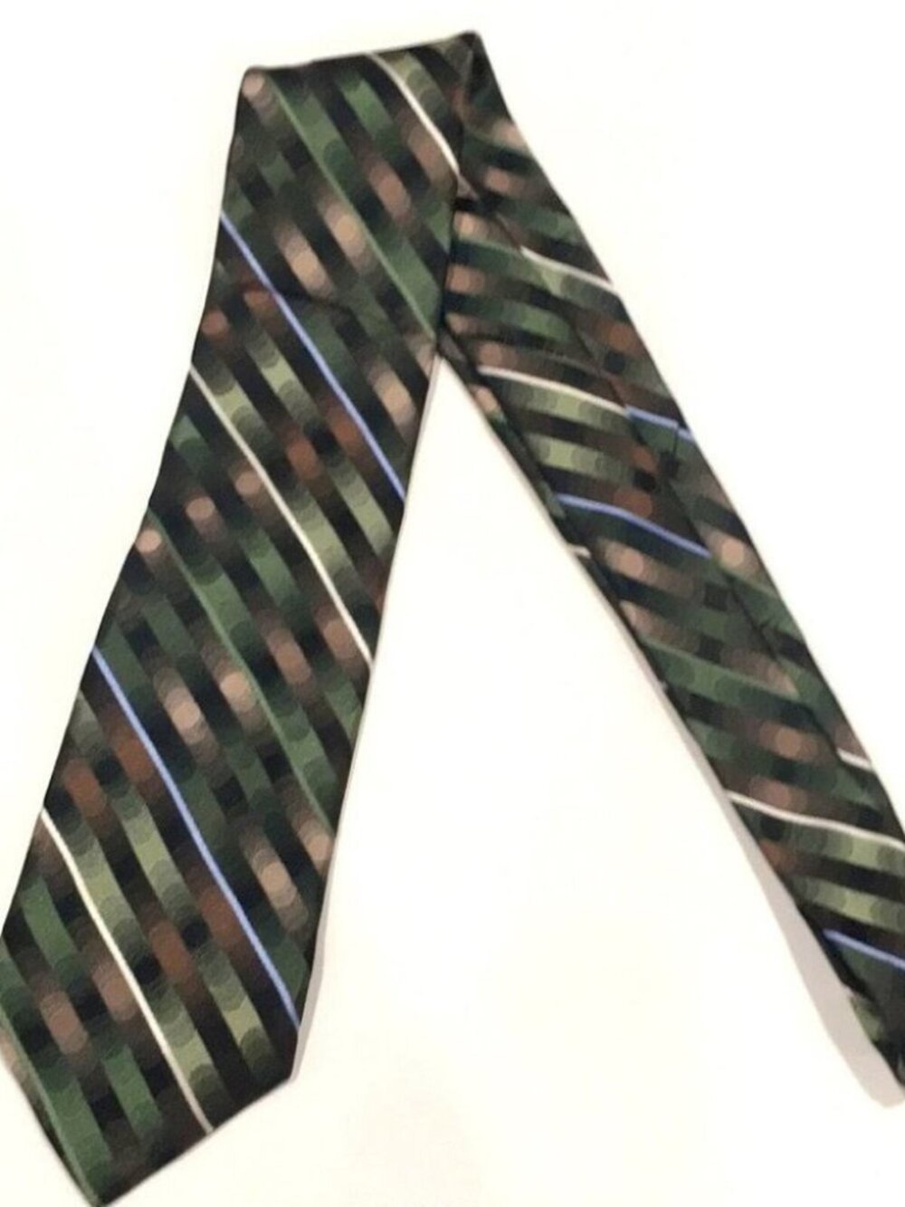 Arrow Mens 100% Silk Green Striped Tie 3.5" Wide Quiet Luxury Formal Career